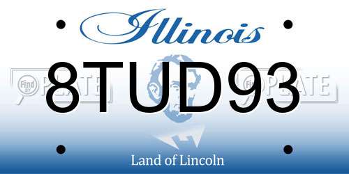 8TUD93 Illinois License Plate