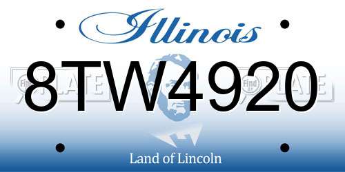 8TW4920 Illinois License Plate