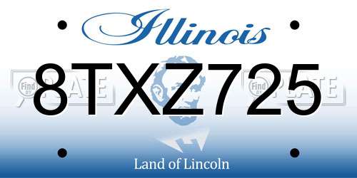 8TXZ725 Illinois License Plate