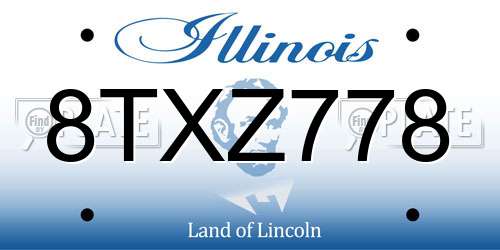 8TXZ778 Illinois License Plate
