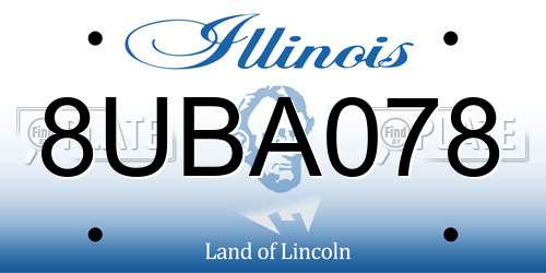 8UBA078 Illinois License Plate