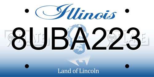 8UBA223 Illinois License Plate