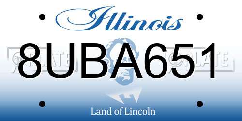 8UBA651 Illinois License Plate