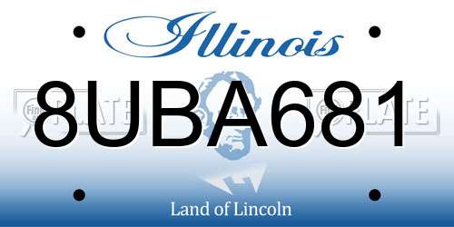 8UBA681 Illinois License Plate