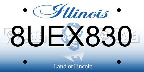 8UEX830 Illinois License Plate