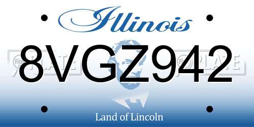 8VGZ942 Illinois License Plate