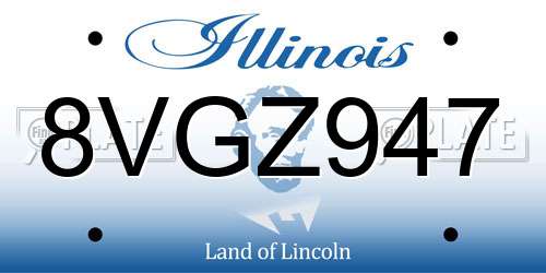 8VGZ947 Illinois License Plate