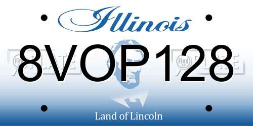 8VOP128 Illinois License Plate