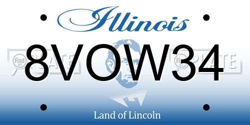 8VOW34 Illinois License Plate