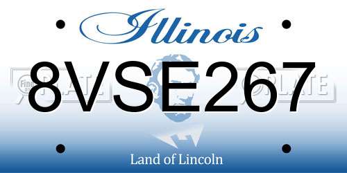 8VSE267 Illinois License Plate