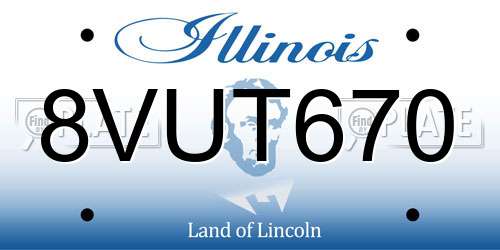 8VUT670 Illinois License Plate