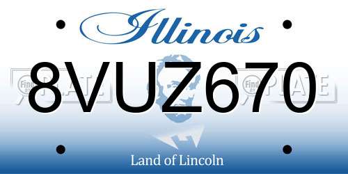 8VUZ670 Illinois License Plate