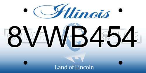 8VWB454 Illinois License Plate