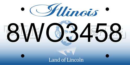 8WO3458 Illinois License Plate
