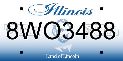 8WO3488 Illinois License Plate