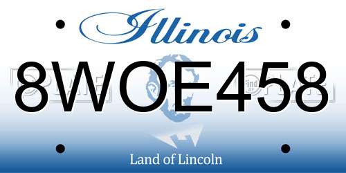 8WOE458 Illinois License Plate