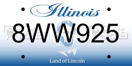 8WW925 Illinois License Plate
