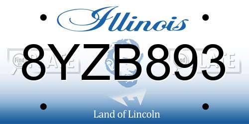 8YZB893 Illinois License Plate