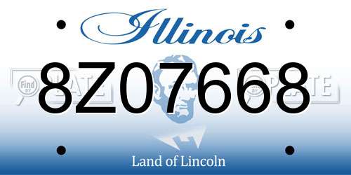 8Z07668 Illinois License Plate