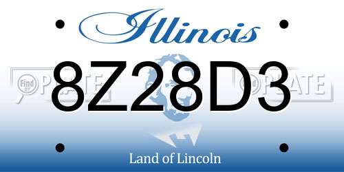 8Z28D3 Illinois License Plate