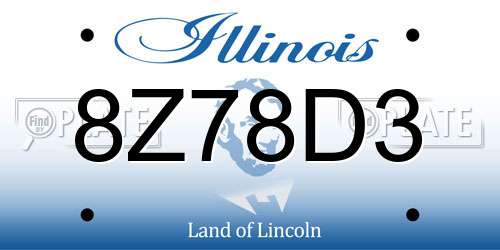 8Z78D3 Illinois License Plate