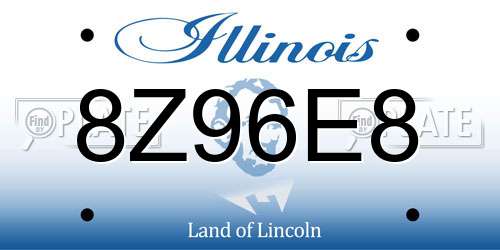 8Z96E8 Illinois License Plate
