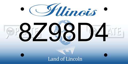 8Z98D4 Illinois License Plate