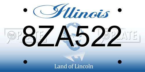 8ZA522 Illinois License Plate