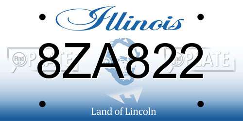 8ZA822 Illinois License Plate