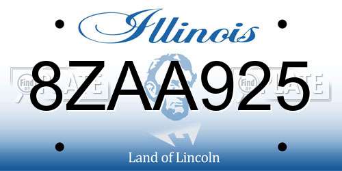 8ZAA925 Illinois License Plate