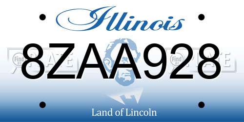 8ZAA928 Illinois License Plate