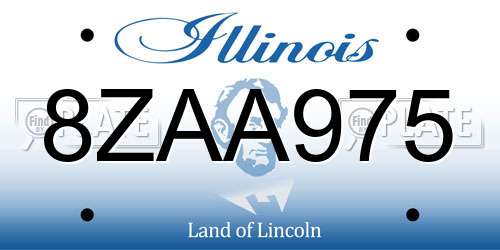8ZAA975 Illinois License Plate