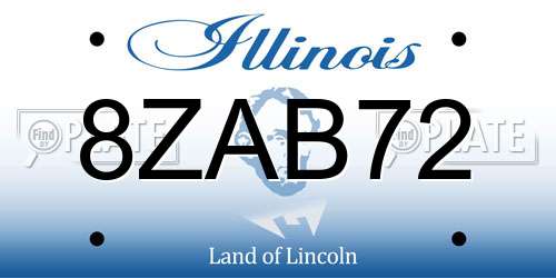 8ZAB72 Illinois License Plate