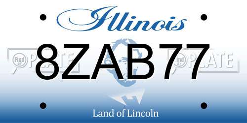 8ZAB77 Illinois License Plate