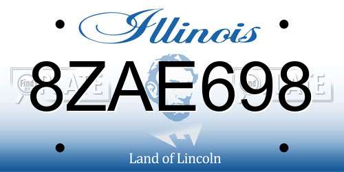 8ZAE698 Illinois License Plate