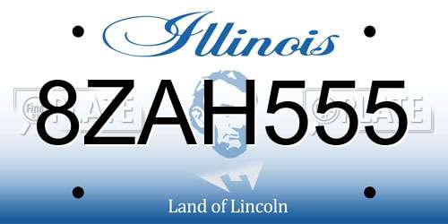 8ZAH555 Illinois License Plate