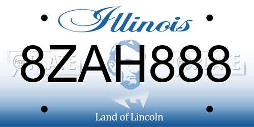 8ZAH888 Illinois License Plate