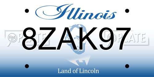 8ZAK97 Illinois License Plate