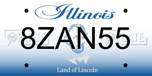 8ZAN55 Illinois License Plate