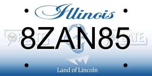 8ZAN85 Illinois License Plate