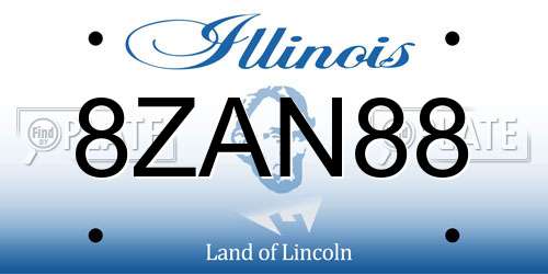 8ZAN88 Illinois License Plate