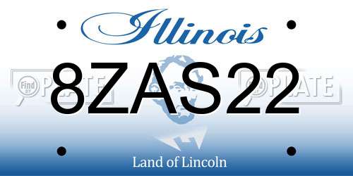 8ZAS22 Illinois License Plate