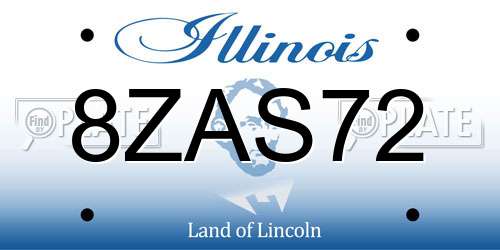 8ZAS72 Illinois License Plate