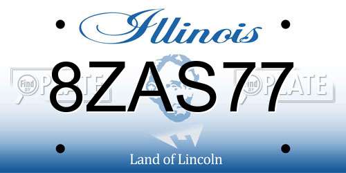 8ZAS77 Illinois License Plate