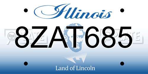 8ZAT685 Illinois License Plate