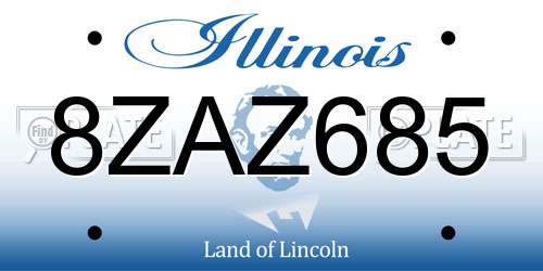 8ZAZ685 Illinois License Plate
