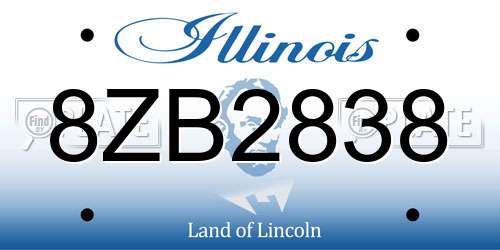 8ZB2838 Illinois License Plate