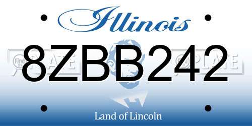 8ZBB242 Illinois License Plate
