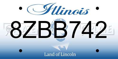 8ZBB742 Illinois License Plate