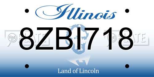 8ZBI718 Illinois License Plate